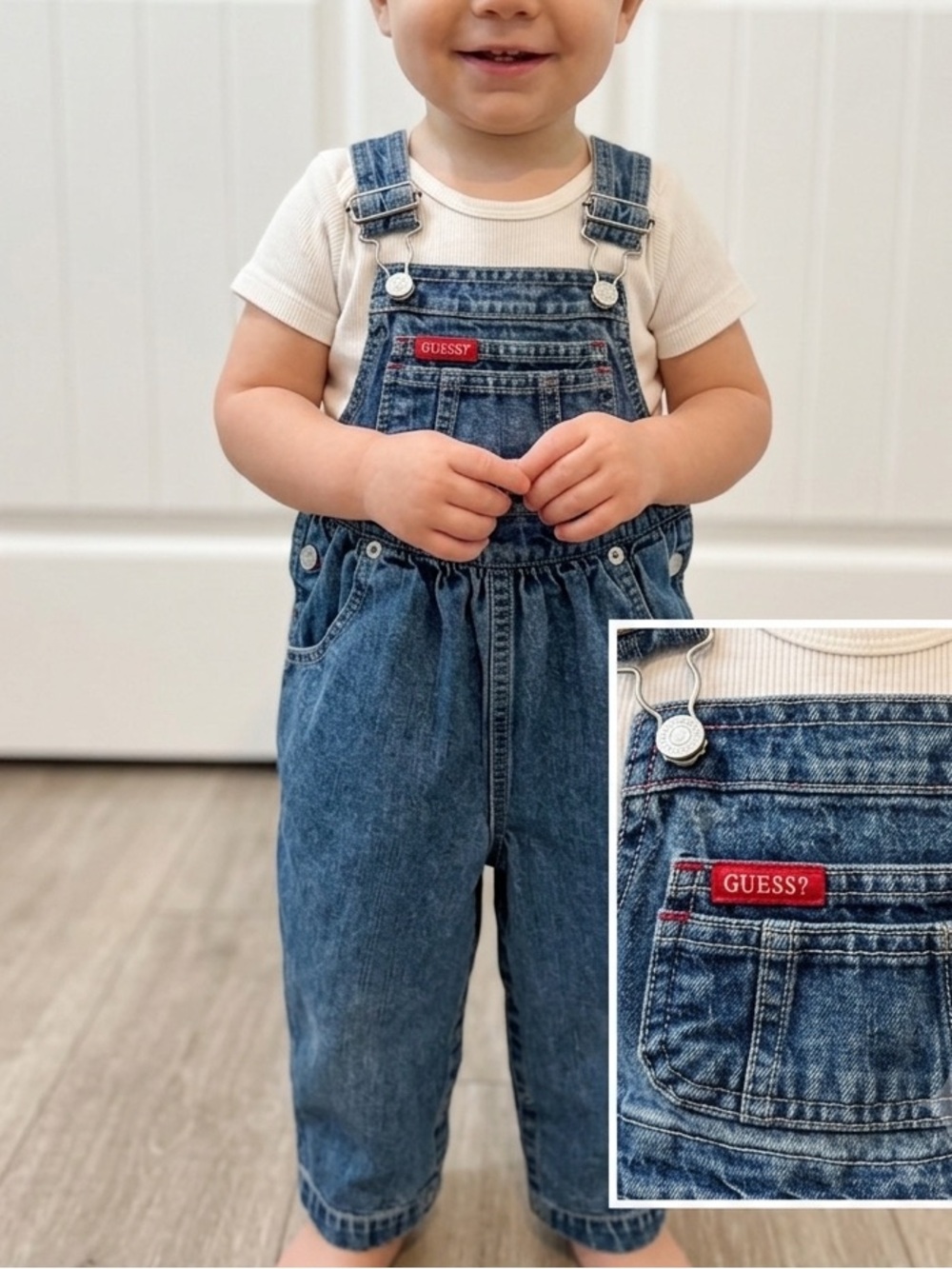 Vintage Baby Guess Denim Overalls Embroidered 90’s Size 18M